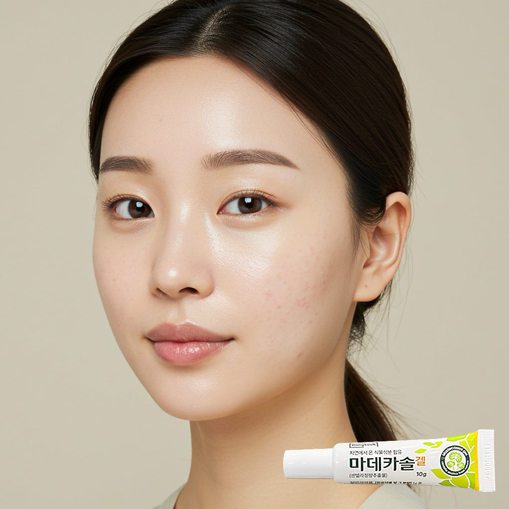 미국에서 쉽고 안전하게 마데카솔 겔을 구매하는K-YAK.COM에서 여성 얼굴에 상처가 나아지고있는걸 보여주는 이미지